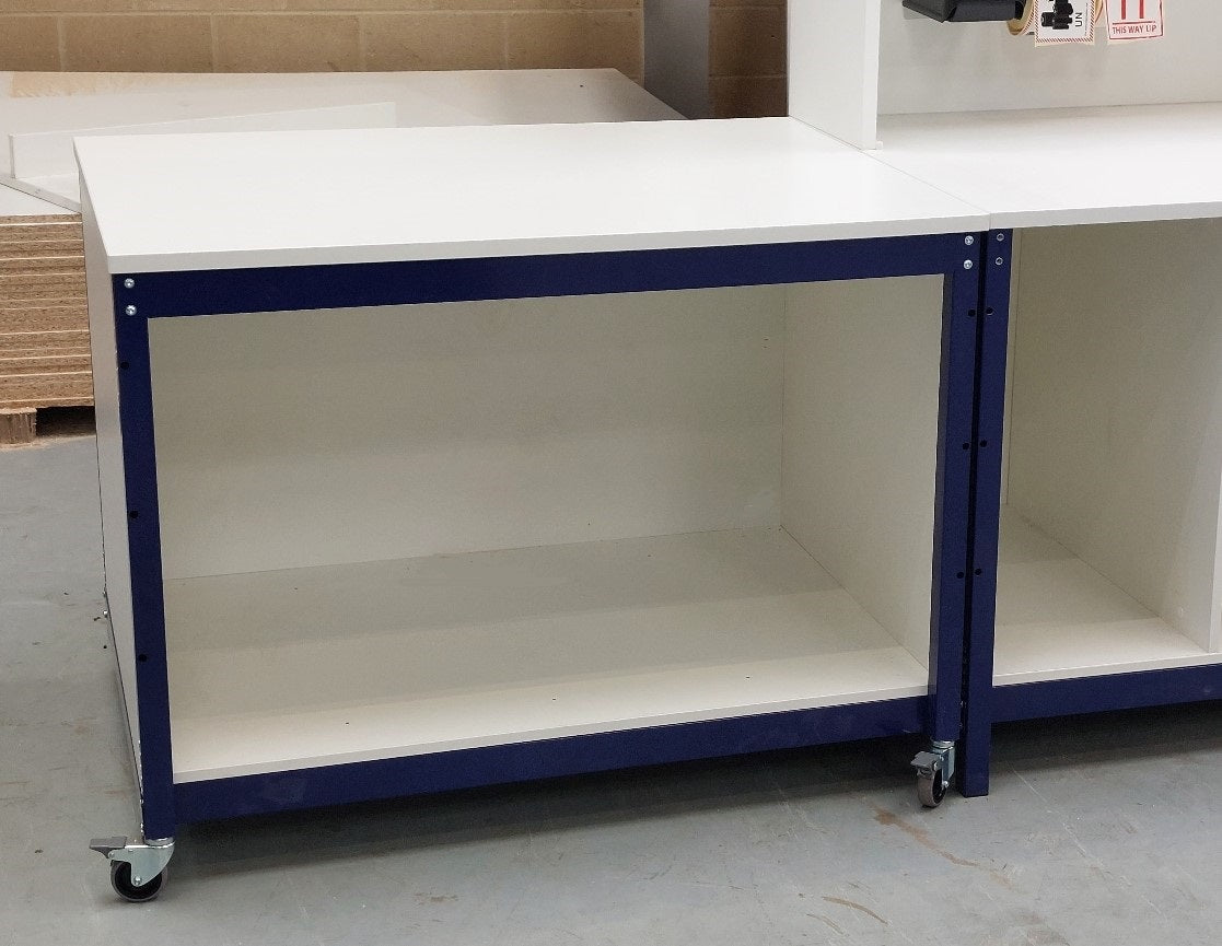 1200 x 900 Packing Station with Open Storage and Castor Wheels - Makestation Projects Ltd