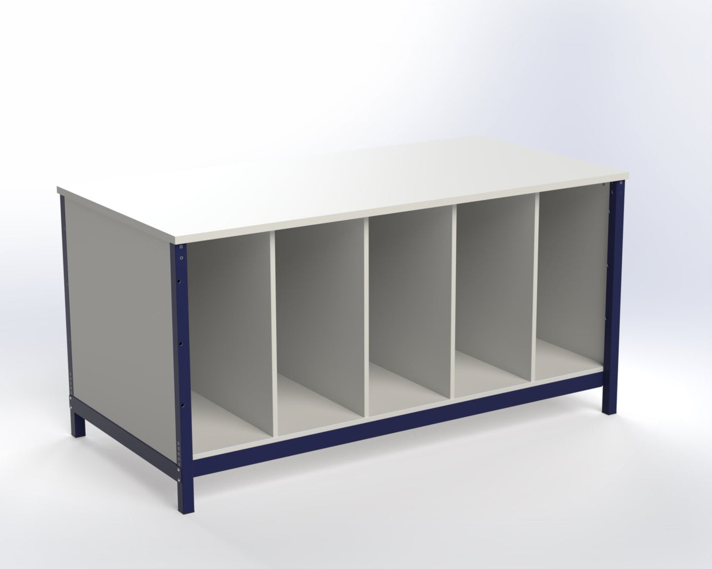 1800 x 900 Packing Station with Carton Storage Dividers - Makestation Projects Ltd