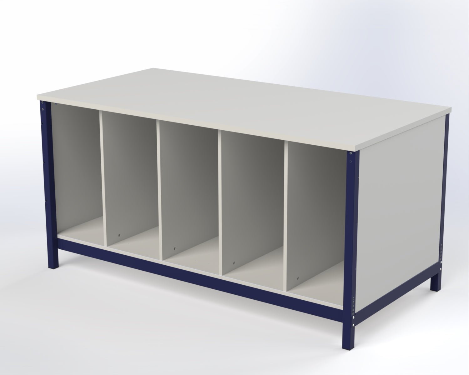 1800 x 900 Packing Station with Carton Storage Dividers - Makestation Projects Ltd